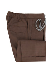 $450 Barba Napoli Brown Solid Wool Blend Pants - Slim - (BN63266) - Parent
