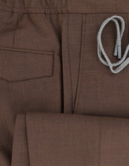 $450 Barba Napoli Brown Solid Wool Blend Pants - Slim - (BN63266) - Parent
