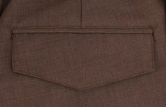 $450 Barba Napoli Brown Solid Wool Blend Pants - Slim - (BN63266) - Parent