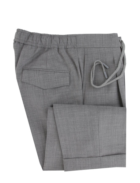 $450 Barba Napoli Light Gray Solid Wool Blend Pants - Slim - (BN63261) - Parent