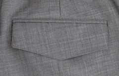 $450 Barba Napoli Light Gray Solid Wool Blend Pants - Slim - (BN63261) - Parent