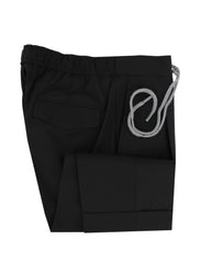 $450 Barba Napoli Black Solid Wool Blend Pants - Slim - 30/46 - (BN63267)