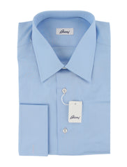 $925 Brioni Light Blue Solid Cotton Shirt - Slim - 15.75/40 - (BR821253)