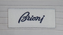 $550 Brioni Light Gray Striped Cotton Shirt - Slim - (BR552614) - Parent