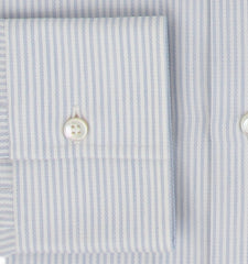 $800 Brioni Light Blue Striped Cotton Shirt - Slim - (BR38261) - Parent