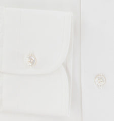 $800 Brioni White Solid Cotton Shirt - Slim - (BR552616) - Parent