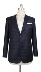 $7200 Brioni Navy Blue Wool Plaid Sportcoat - 40/50 - (BR57254)