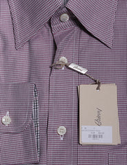 Brioni Pink Micro-Houndstooth Cotton Shirt - Slim - (BR45232) - Parent