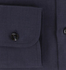 $930 Brioni Dark Blue Solid Silk Blend Shirt - Slim - (BR552620) - Parent
