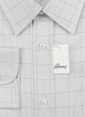 Brioni Light Gray Window Pane Cotton Shirt - Slim - (BR8112211) - Parent