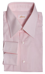 Brioni Pink Solid Cotton Shirt - Slim - 15.5/39 - (BR1123225)