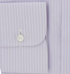 Brioni Lavender Purple Striped Cotton Shirt - Slim - (BR37245) - Parent