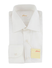 $925 Brioni White Solid Cotton Shirt - Slim - 15/38 - (BR621259)