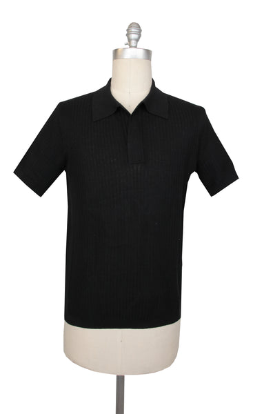 $1550 Brioni Black Solid Cotton Blend Polo - (BR512261) - Parent