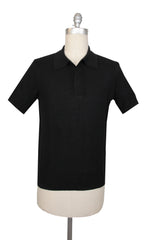$1550 Brioni Black Solid Cotton Blend Polo - Small/48 - (BR512261)