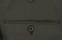 $500 Belvest Green Solid Cotton Pants - Slim - (BV1216253) - Parent