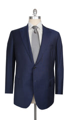 $7100 Cesare Attolini Navy Blue Wool Striped Suit - (CA992611) - Parent