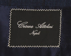 $7050 Cesare Attolini Navy Blue Super 130's Window Pane Suit - (CA99268) - Parent