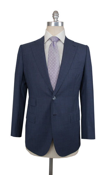 $7975 Cesare Attolini Blue Wool Window Pane Suit - (CA829267) - Parent