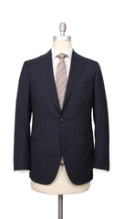 Cesare Attolini Dark Blue Wool Blend Window Pane Suit - 36/46 - (CA216222)