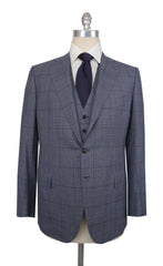$10000 Cesare Attolini Blue Wool Window Pane Suit - 42/52 - (CA829268)