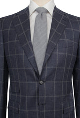 $8250 Cesare Attolini Dark Blue Wool Window Pane Suit - (CA829265) - Parent