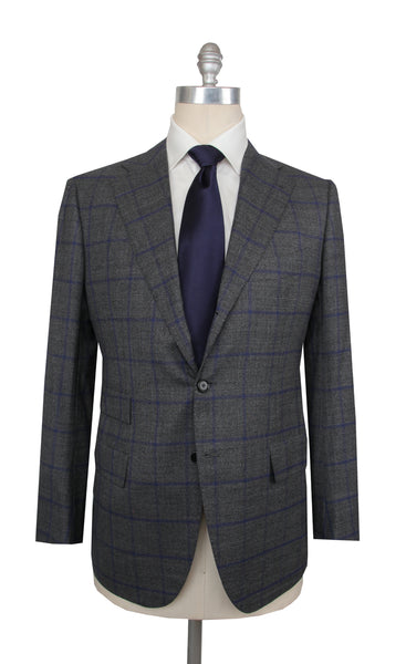 $6550 Cesare Attolini Gray Wool Window Pane Suit - (CA829264) - Parent