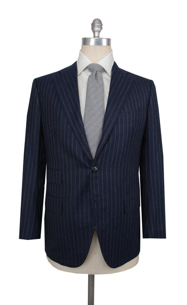 $10175 Cesare Attolini Navy Blue Wool Striped Suit - (CA829262) - Parent