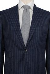 $10175 Cesare Attolini Navy Blue Wool Striped Suit - (CA829262) - Parent
