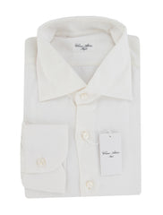 $813 Cesare Attolini White Solid Linen Shirt - Slim - 18/45 - (CA521263)
