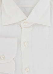 $813 Cesare Attolini White Solid Linen Shirt - Slim - (CA521263) - Parent