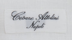 $813 Cesare Attolini White Solid Linen Shirt - Slim - (CA521263) - Parent