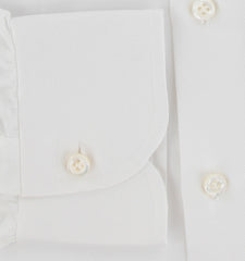 $774 Cesare Attolini White Solid Cotton Shirt - Slim - (CA521264) - Parent