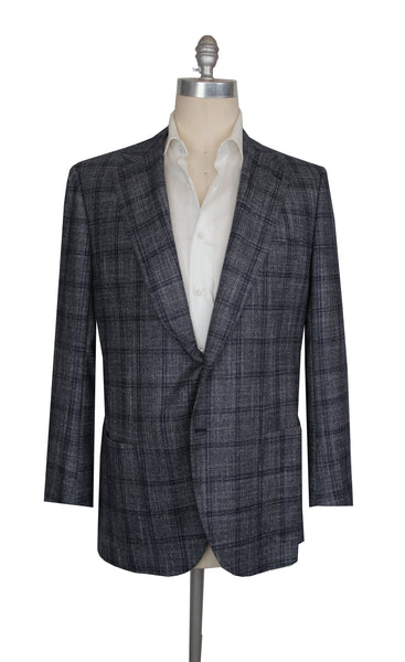 $5750 Cesare Attolini Blue Window Pane Sportcoat - (IS1021266) - Parent
