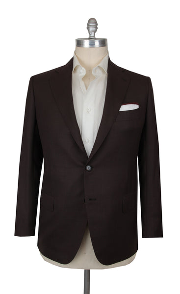 $5400 Cesare Attolini Brown Wool Blend Solid Sportcoat - (CA87252) - Parent