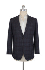 $5750 Cesare Attolini Dark Blue Wool Window Pane Sportcoat - 40/50 - (IS1021264)