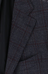 $5750 Cesare Attolini Dark Blue Wool Window Pane Sportcoat - (IS1021264) - Parent