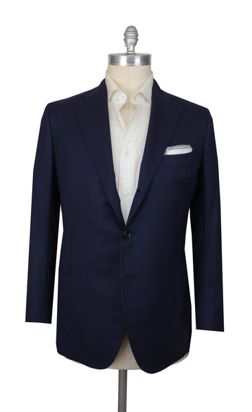 $5100 Cesare Attolini Navy Blue Wool Solid Sportcoat - (CA87255) - Parent