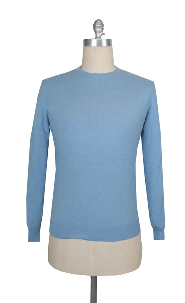 $1268 Cesare Attolini Light Blue Cashmere Crewneck Sweater - (CA214265) - Parent