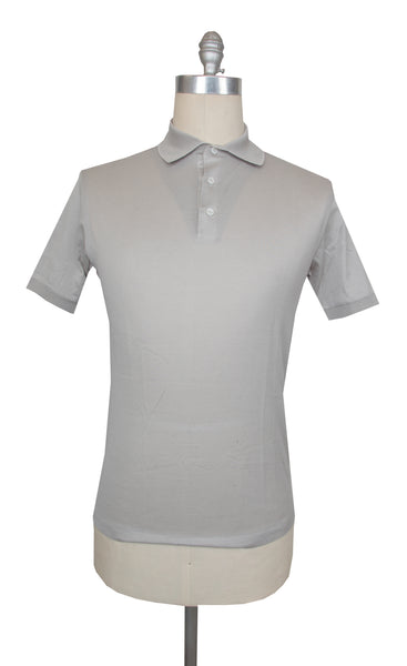$455 Cesare Attolini Light Gray Solid Piqué Polo - (CA627261) - Parent
