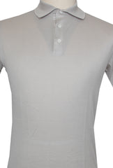 $455 Cesare Attolini Light Gray Solid Piqué Polo - (CA627261) - Parent