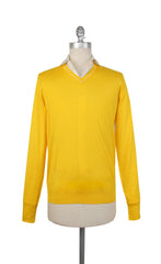 Cesare Attolini Yellow Cashmere Blend V-Neck Sweater - (CA1219231) - Parent