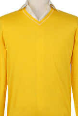 Cesare Attolini Yellow Cashmere Blend V-Neck Sweater - (CA1219231) - Parent