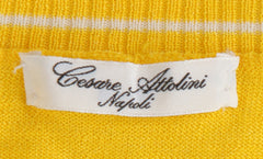 Cesare Attolini Yellow Cashmere Blend V-Neck Sweater - (CA1219231) - Parent