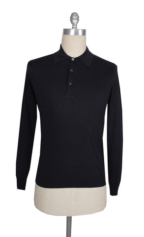 Cesare Attolini Midnight Navy Blue 1/4 Button Polo Sweater