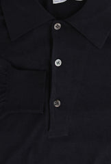 $904 Cesare Attolini Midnight Navy Blue Cotton Polo Sweater - (CA321267) - Parent