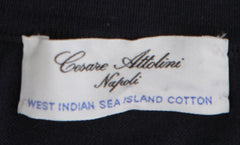 $904 Cesare Attolini Midnight Navy Blue Cotton Polo Sweater - (CA321267) - Parent