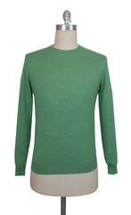 $1268 Cesare Attolini Green Cashmere Crewneck Sweater - S/48 - (CA214266)