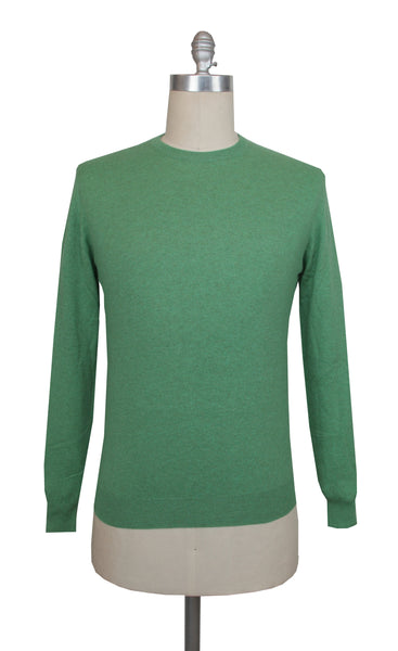 $1268 Cesare Attolini Green Cashmere Crewneck Sweater - (CA214266) - Parent