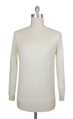 $1268 Cesare Attolini Beige Cashmere Crewneck Sweater - M/50 - (CA214264)